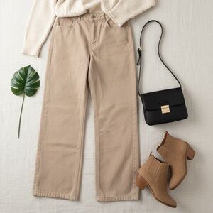 Glassons High Rise Wide Leg Straight Jeans Tan Brown Size 8 EUC